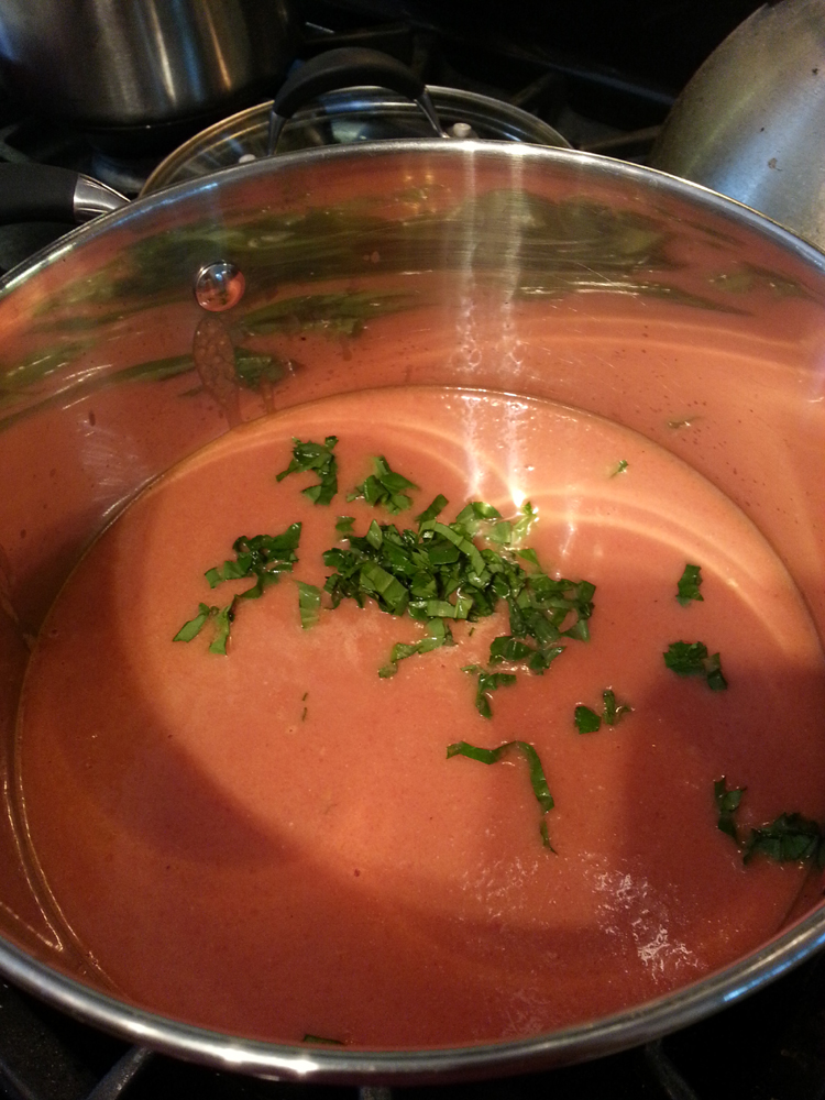 tomato basil tofu soup